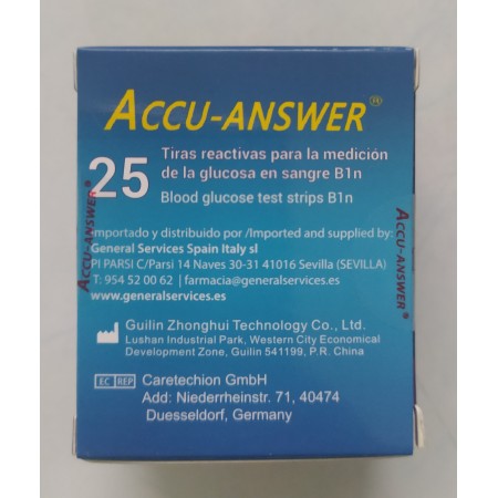 Tiras reactivas Accu-Answer para glucemia 25 unidades
