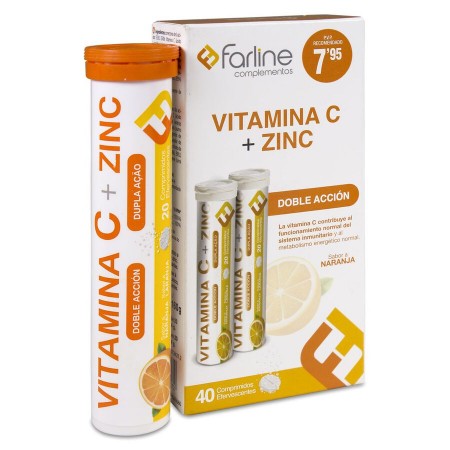 FARLINE VITAMINA C + ZINC 2X20 COMPRIMIDOS EFERVESCENTES