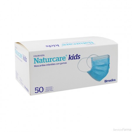 MASCARILLAS QUIRURGICAS INFANTILES IIR NATURCARE 50 UNIDADES AZULES